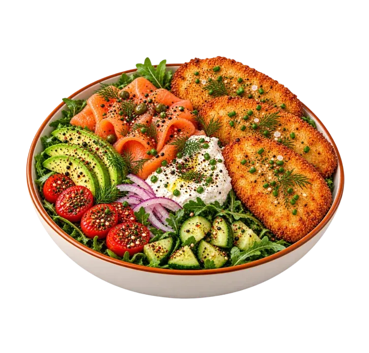 Salmon & Cream Cheese Oval Hashbrowns
